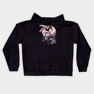 Japanese Geisha with Cherry Blossoms Black Kids Hoodie